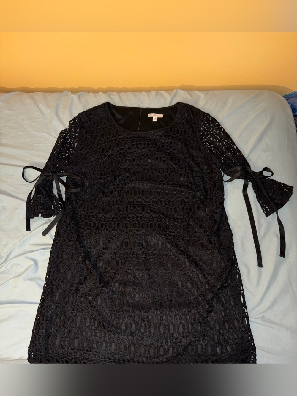 Black Dress with Lace Design